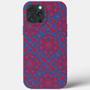 iPhone case blue and red tribal