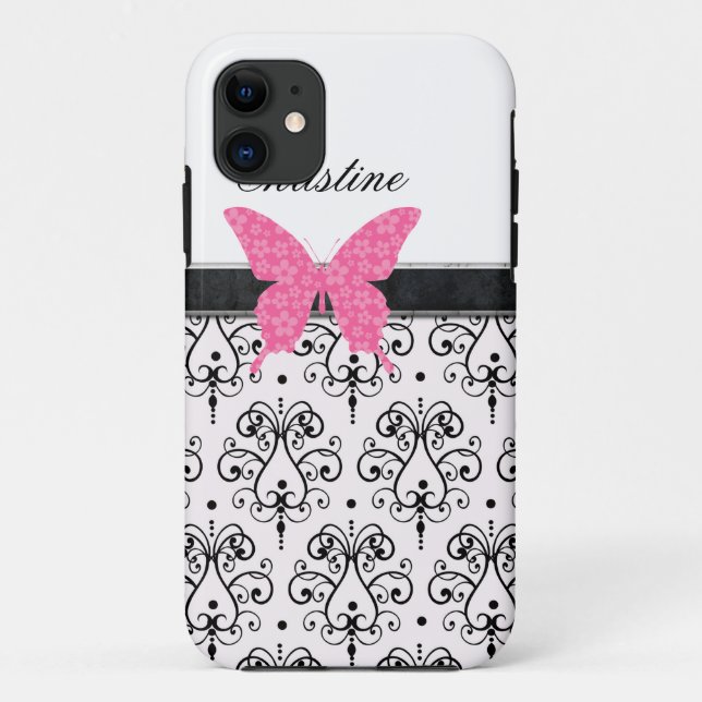 iPhone Case Blue Bow Monogrammed (Back)