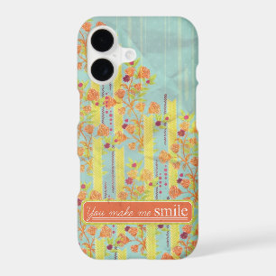 iPhone Case Blue Yellow Orange Roses Smile