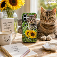 iPhone Case for Cat Moms, Tabby Cat and Sunflower