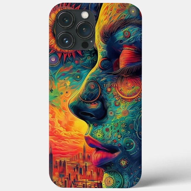 iPhone case girl multicolour painting  (Back)