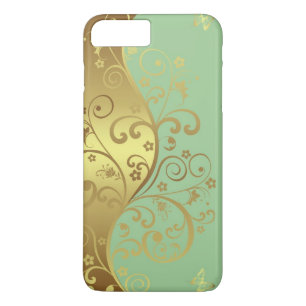 iPhone Case--Seafoam & Gold Swirls Case-Mate iPhone Case