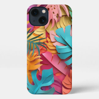 iphone case  _ Vibrant Paper-Cut Tropical Leaves