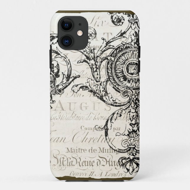 iPhone Case Vintage Ephemera French Script (Back)