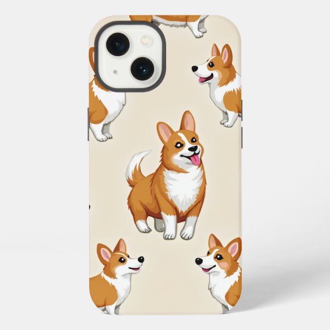 iPhone case with a cute Welsh Corgi character (Back)