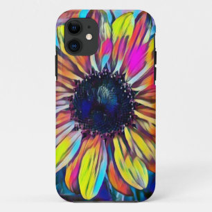 Iphone case with a vivid sunflower design 