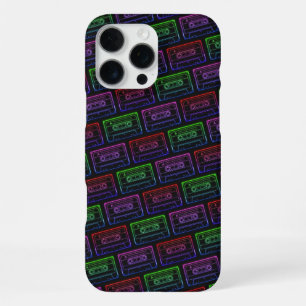 IPhone Case With Neon Multicolor Cassette Pattern