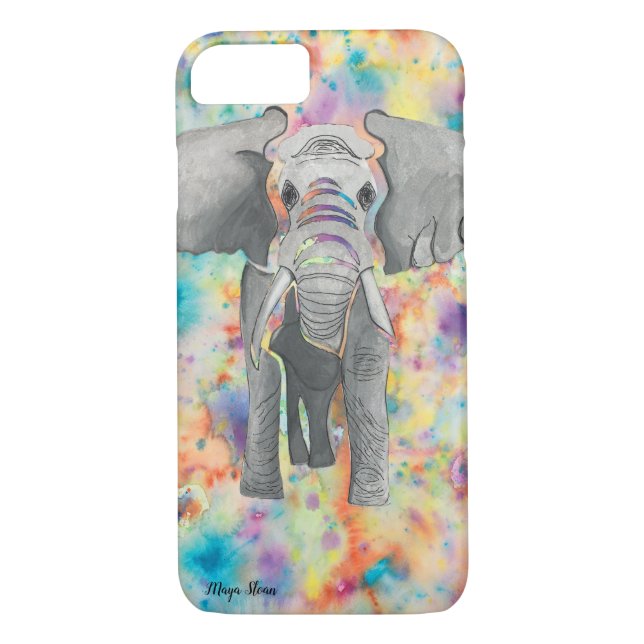 iPhone case with Original Elephant Painting (Back)