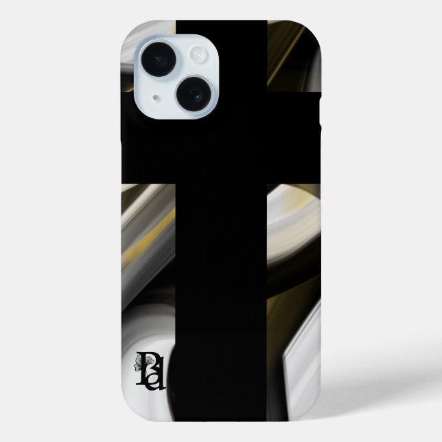 iPhone Cases Trend Abstract Art Black White Gold  (Back)