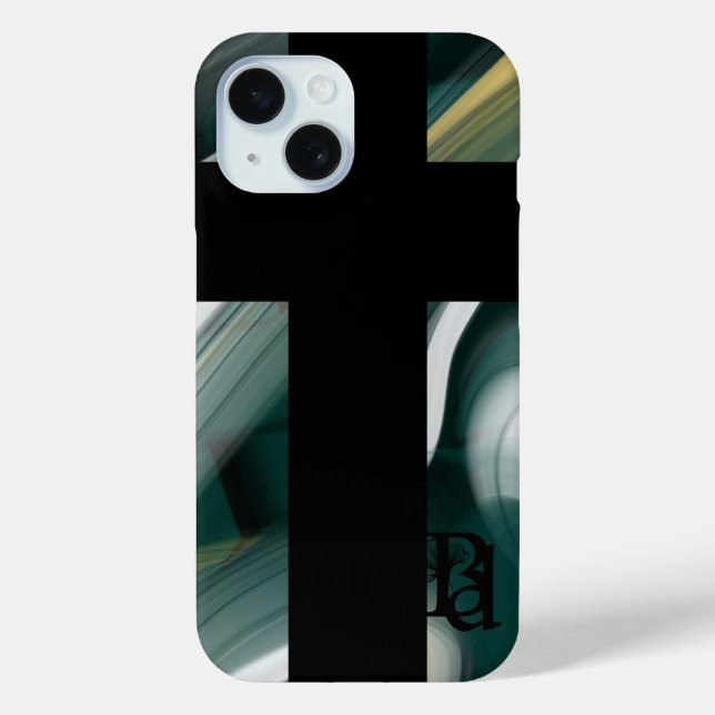 iPhone Cases Trend Abstract Art Black White Green (Back)