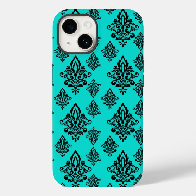Iphone Damask Case- Dark Teal Case-Mate iPhone Case (Back)