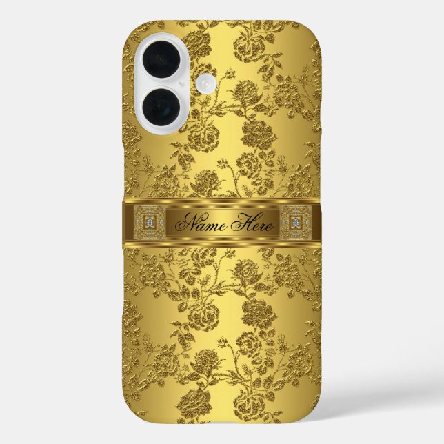 iPhone Elegant Classy faux Gold Damask Floral Case-Mate iPhone Case (Back)
