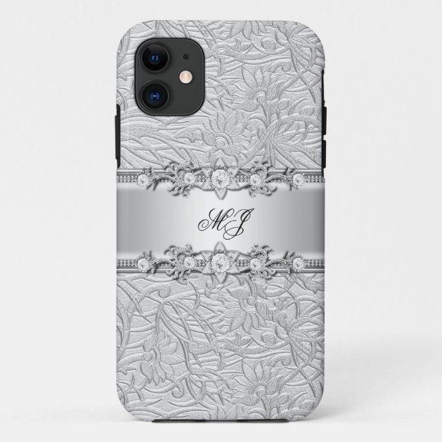 iPhone Elegant Classy Silver White Case-Mate iPhone Case (Back)