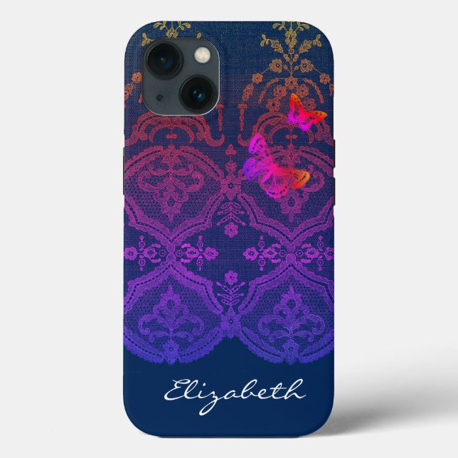 iPhone / iPad case DIY NAME ANTIQUE LACE IN GREY (Back)