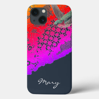 iPhone / iPad case HUMMINGBIRD AND CUSTOM NAME