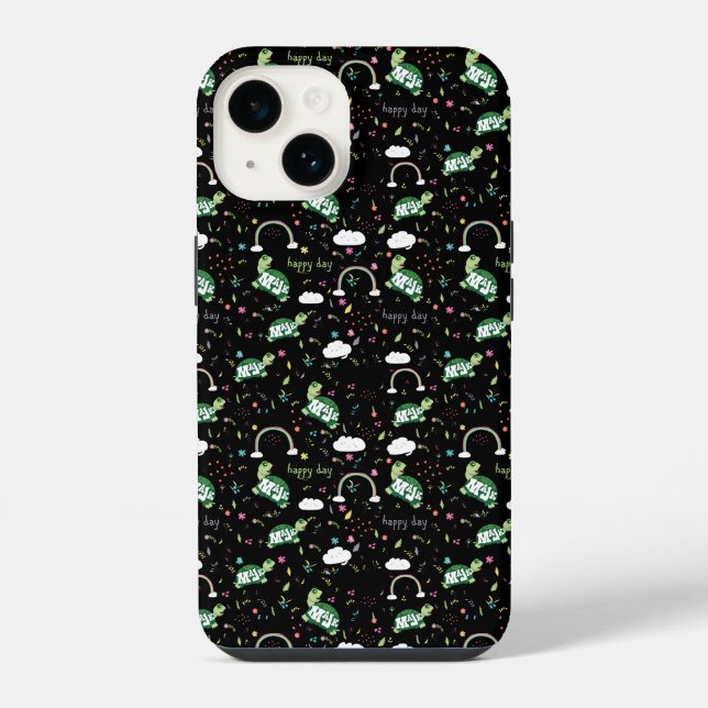 iPhone / iPad case MaJk Turtle "Happy Day" pattern (Back)