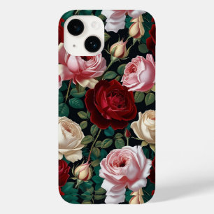 iPhone / iPad case red-white &pink roses