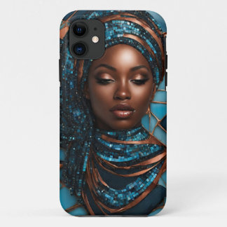iPhone / iPad case Woman Blue Copper Mosiac