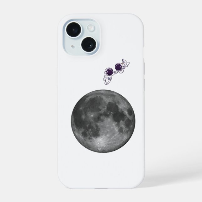 iPhone / iPad caseAstronaut and Moon Space iPhone  15 Case (Back)