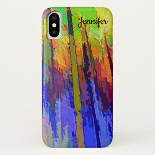 iPhone X Case in an Abstract Colourful Tree Design