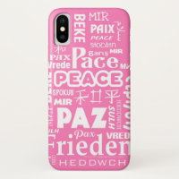 iPhone X case tough. Pink peace in multi languages