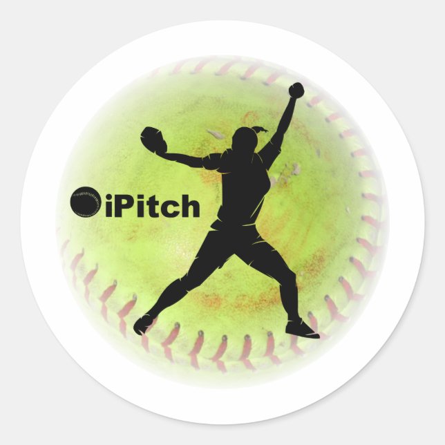 iPitch Fastpitch Softball Classic Round Sticker (Front)