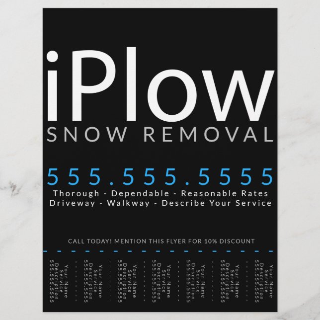 iPlow. Snow Removal. Snow Ploughing Tearsheet Ad Flyer (Front)