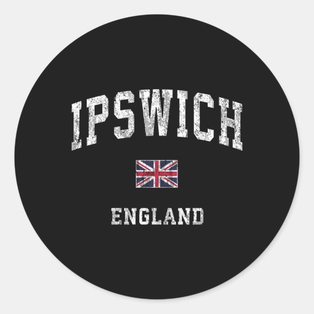 Ipswich England Athletic Sports Classic Round Sticker (Front)