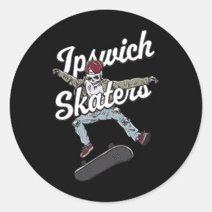 Ipswich Skater Skateboarding Funny Skateboard Humo Classic Round Sticker