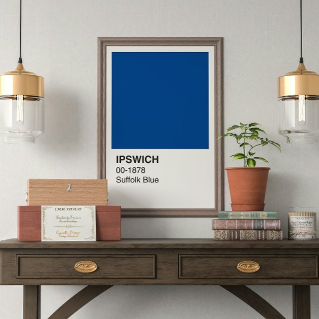 Ipswich Suffolk Blue - White Border Poster (Creator Uploaded)