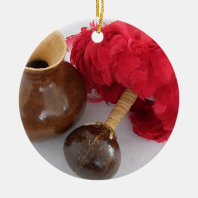 Ipu and Uli Uli Ceramic Tree Decoration (Front)