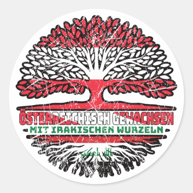 Irak Irakisch Österreichisch Österreich Baum Classic Round Sticker (Front)