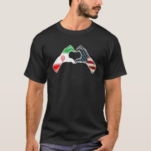Iran American USA Flag USA Iranian Heart T-Shirt