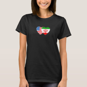 Iran and USA Flag Twin Heart for Iranian Americans T-Shirt