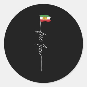 Iran Azadi Iran Flag Map Lion Sun Sword Free Iran  Classic Round Sticker