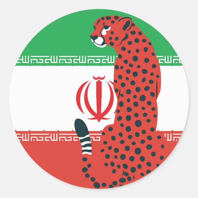 Iran Cheetah Iranian National Animal Flag Classic Round Sticker (Front)