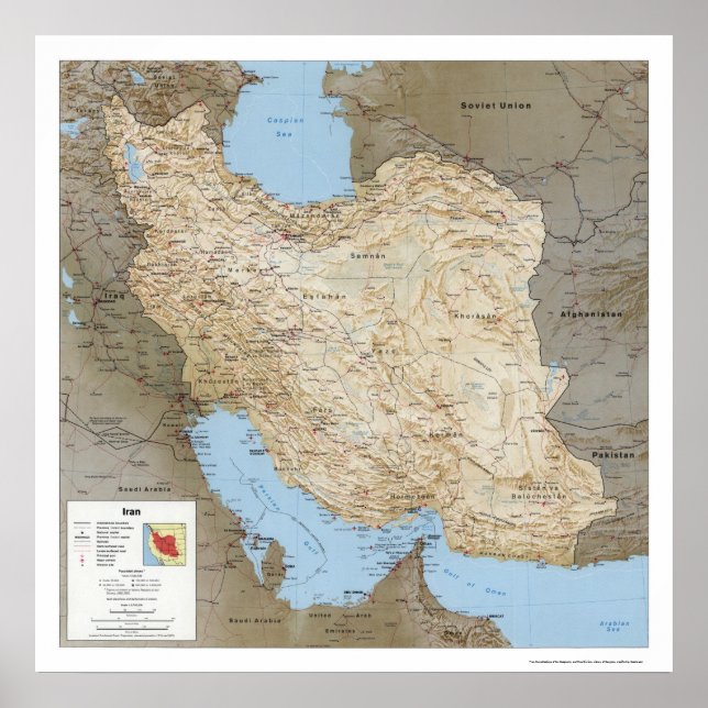 Iran Detailed Map 1991 Poster (Front)
