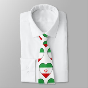 Iran Flag Colours Heart Pattern Neck Tie