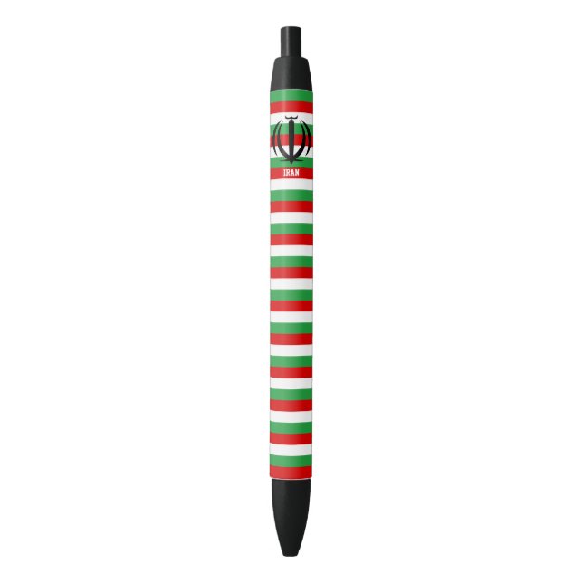 Iran Flag Cute Patriotic Black Ink Pen (Front Vertical)