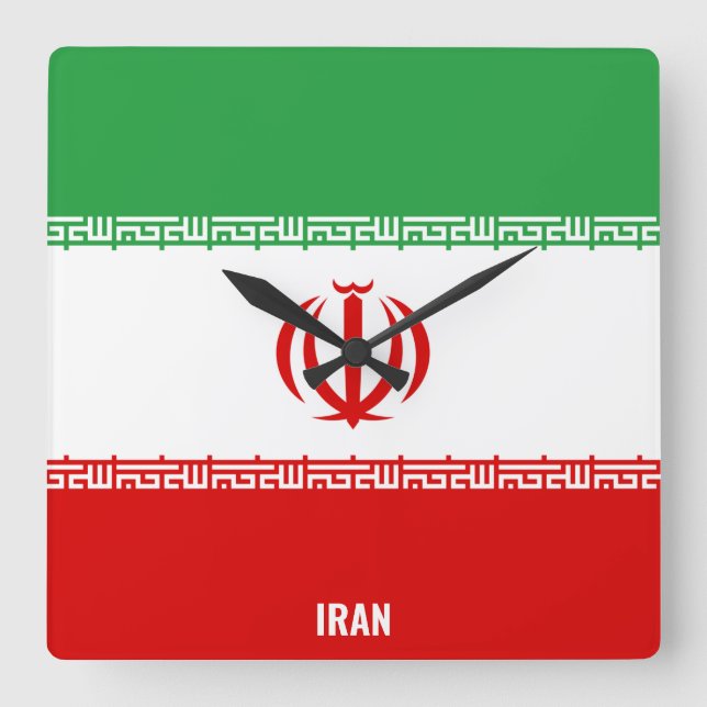 Iran Flag Dazzling Patriotic Square Wall Clock (Front)