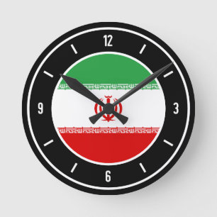 Iran Flag Elegant Round Clock