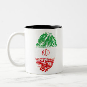 Iran Flag Fingerprint Country Pride Identity Two-Tone Coffee Mug