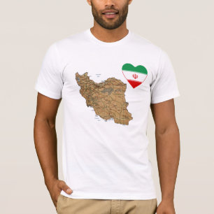 Iran Flag Heart and Map T-Shirt