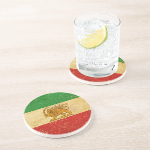 Iran Flag Lion And Sun Shah of Iran Flag Coaster