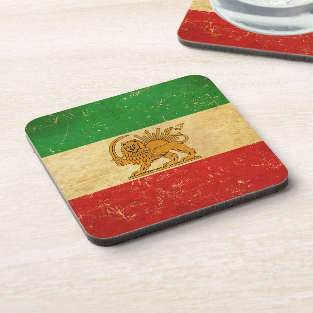 Iran Flag Lion And Sun Shah of Iran Flag Coaster (Left Side)