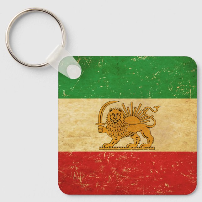 Iran Flag Lion And Sun Shah of Iran Flag Keychain  (Front)