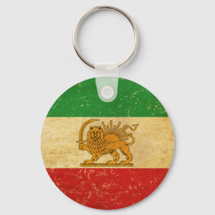Iran Flag Lion And Sun Shah of Iran Flag Keychain