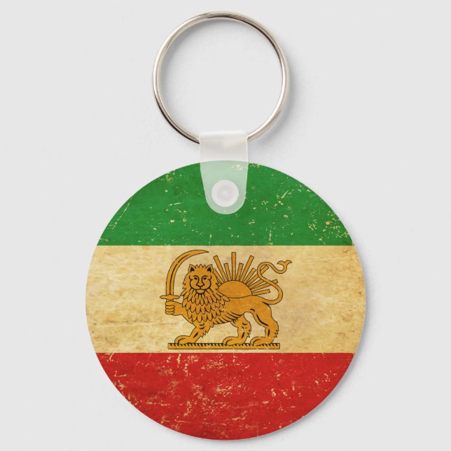 Iran Flag Lion And Sun Shah of Iran Flag Keychain  (Front)