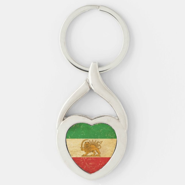 Iran Flag Lion And Sun Shah of Iran Flag Keychain (Front)