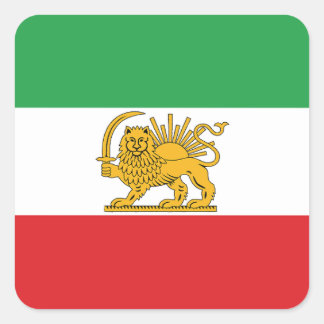 Iran Flag Lion And Sun Shah of Iran Flag Square Sticker